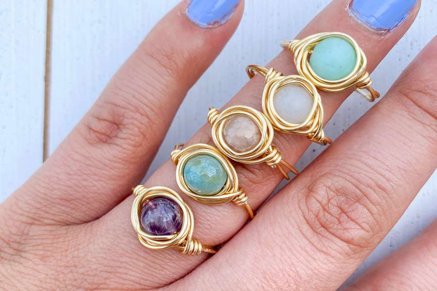DIY Stone and Wire Wrapped Rings