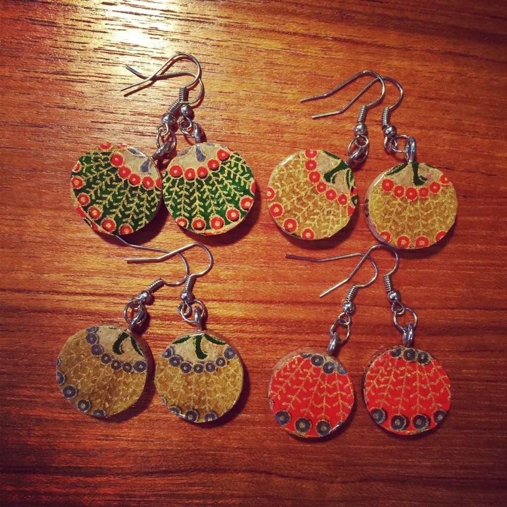 wine cork earrings